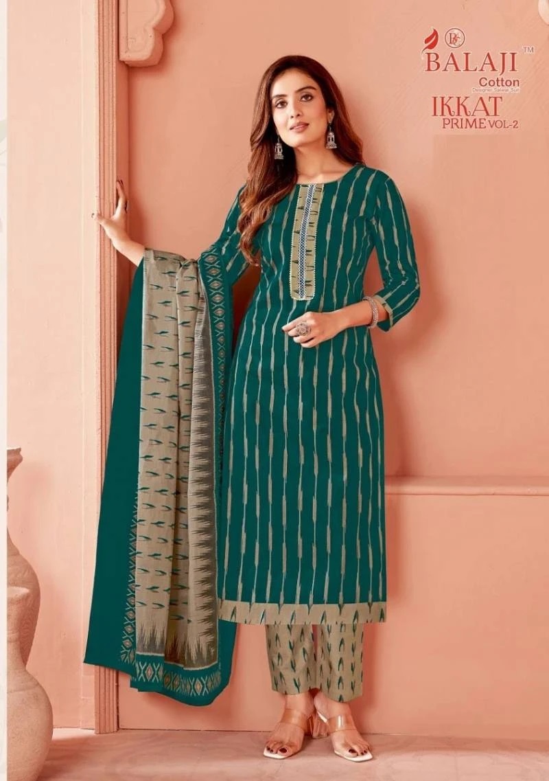 Balaji Prime Vol 2 Ikkat Print Pure Cotton Dress Material Collection
