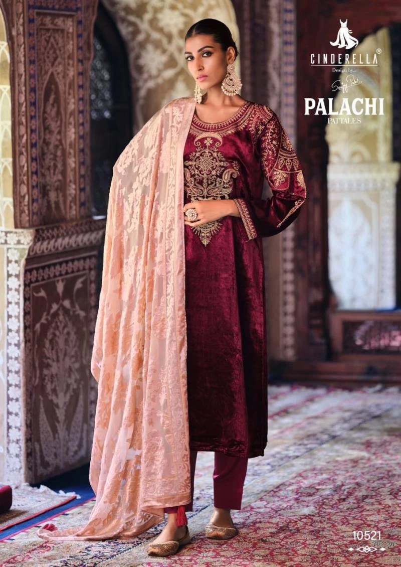 Cinderella Palachi Pattales Velvet Designer Salwar Suit Collection