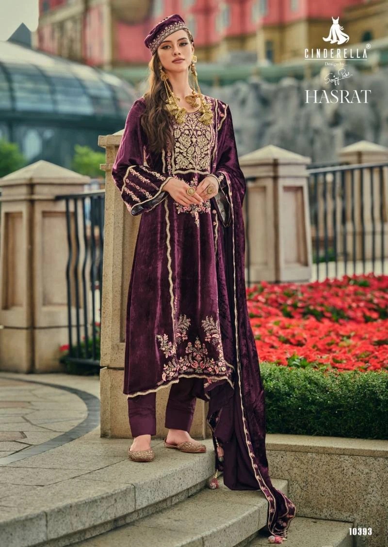 Cinderella Hasrat Exclusive Velvet Embroidery Designer Salwar Suit
