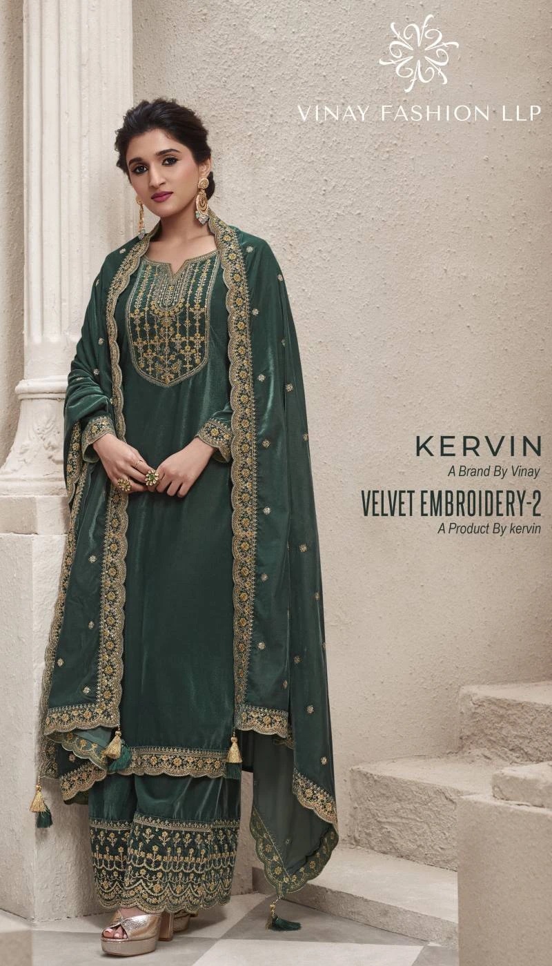 Vinay Kervin 2 Velvet Embroidery Designer Salwar Suits