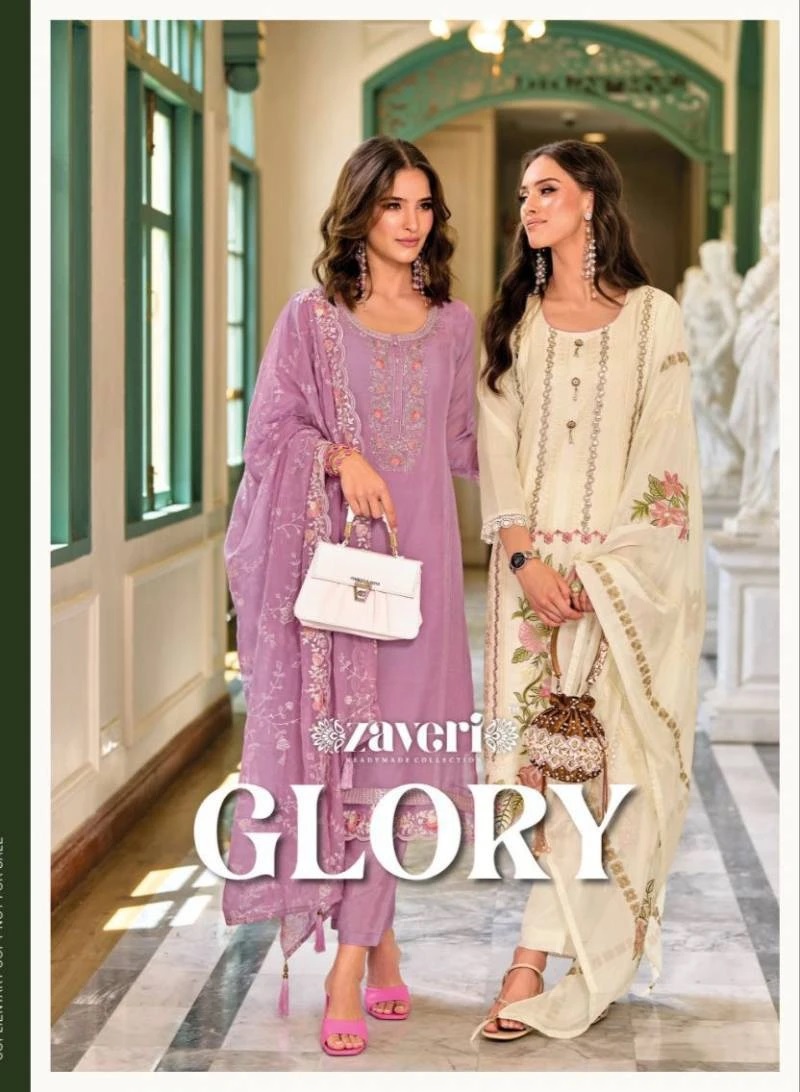 Zaveri Glory Embroidery Kurti Pant With Dupatta Collection