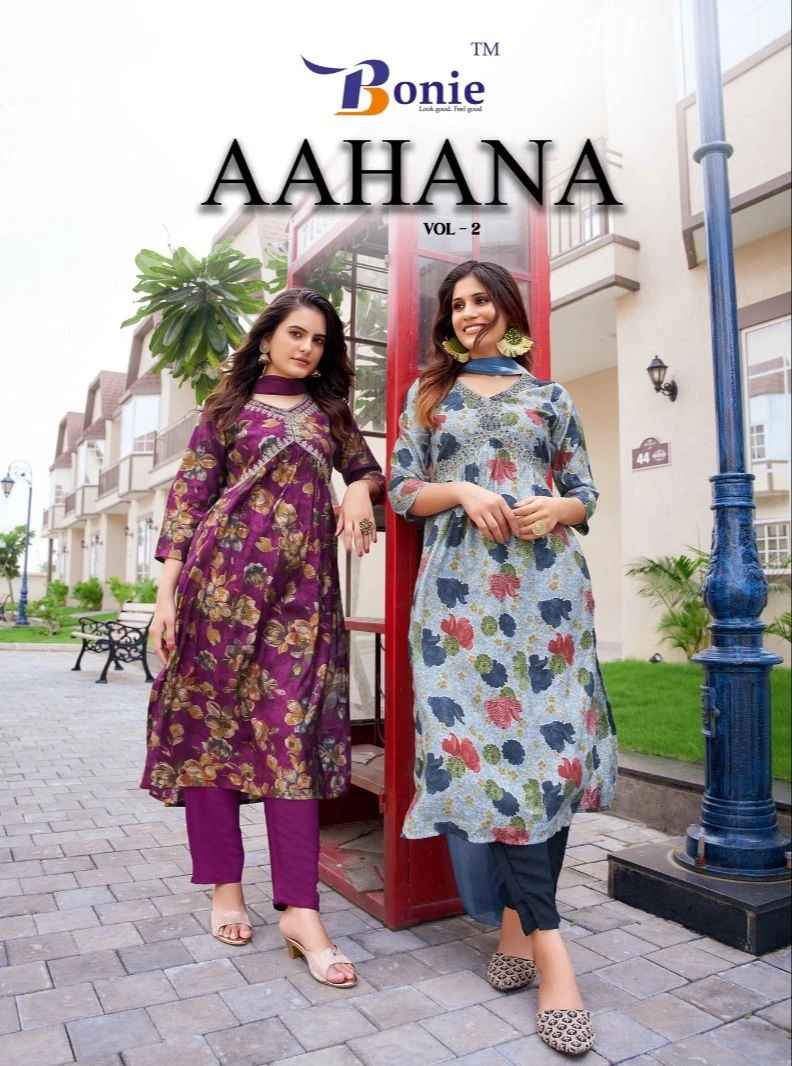 Bonie Aahana Vol 2 Alia Cut Long Kurti pant With Dupatta Collection