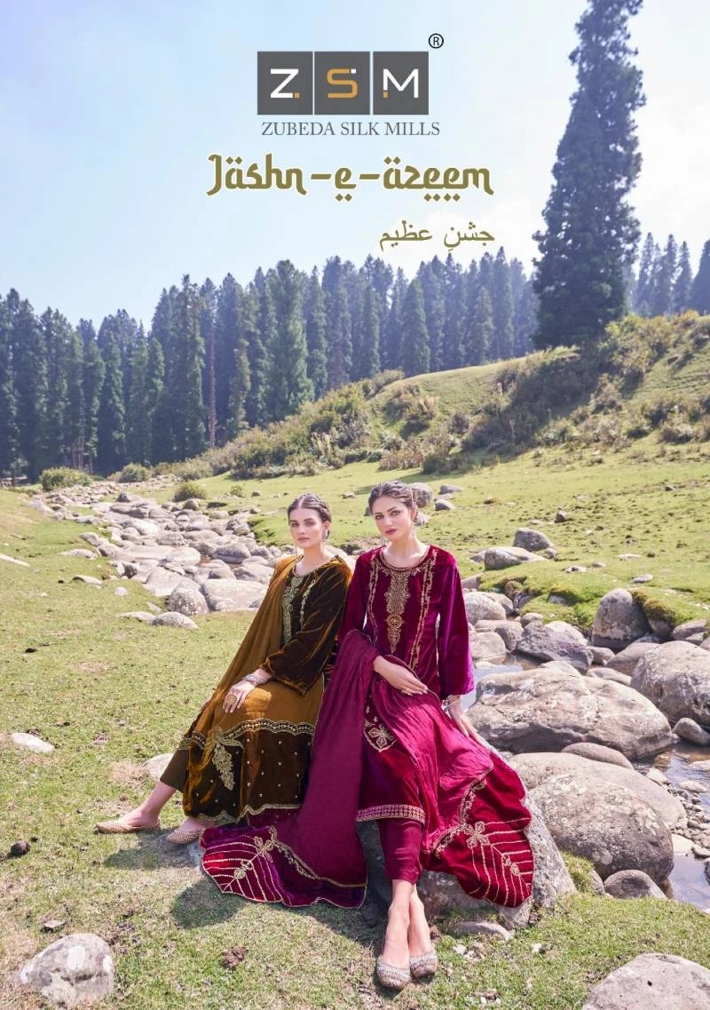 Zsm Jashn E Azeem Velvet Embroidery Designer Salwar Suit Collection