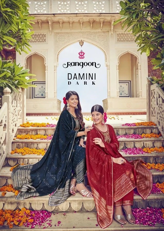 Rangoon Damini Dark Exclusive Jacquard Designer Kurti Pant With Dupatta