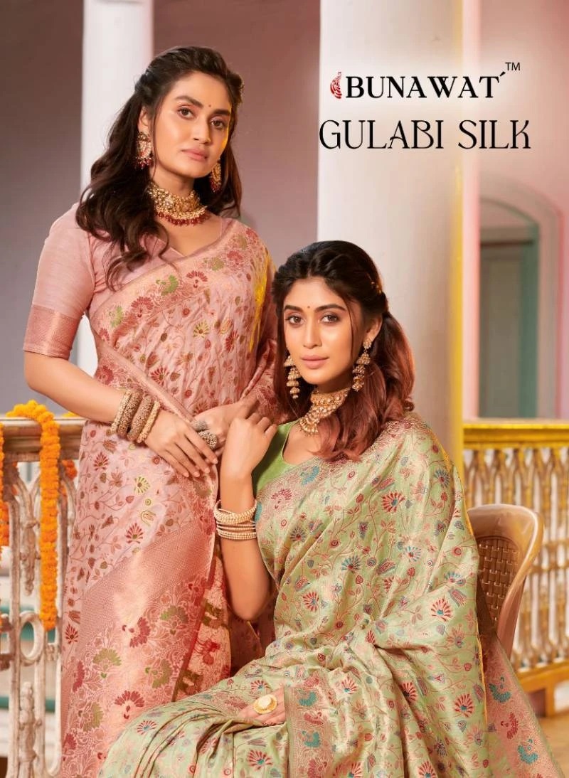 Bunawat Gulabi Traditional Banarasi Lichi Silk Saree Wholesale Collection