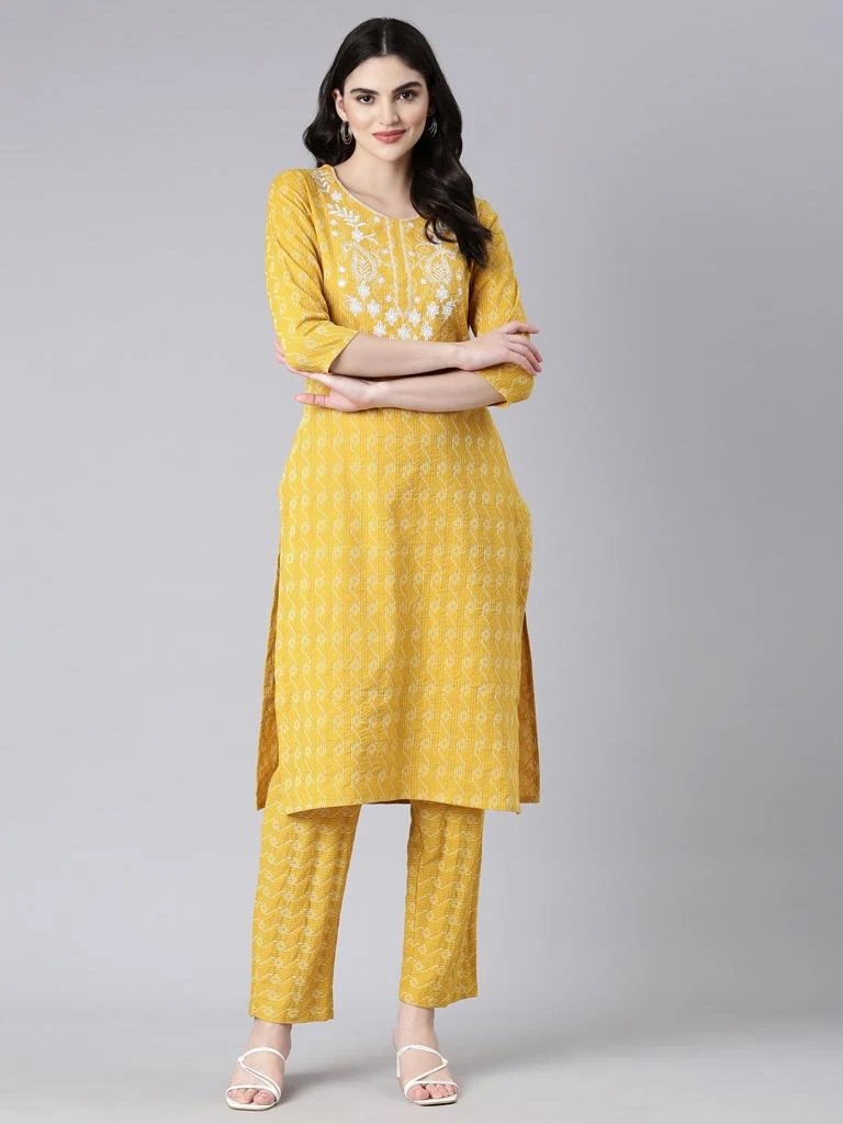 Ziyaa Vol 32 Yellow Cotton Kurti With Pant Collection
