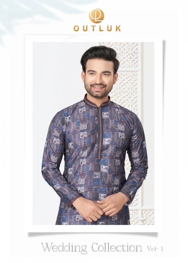 Outluk Collection 1 Wedding Wear Kurta With Pajama Mens Wear Collection