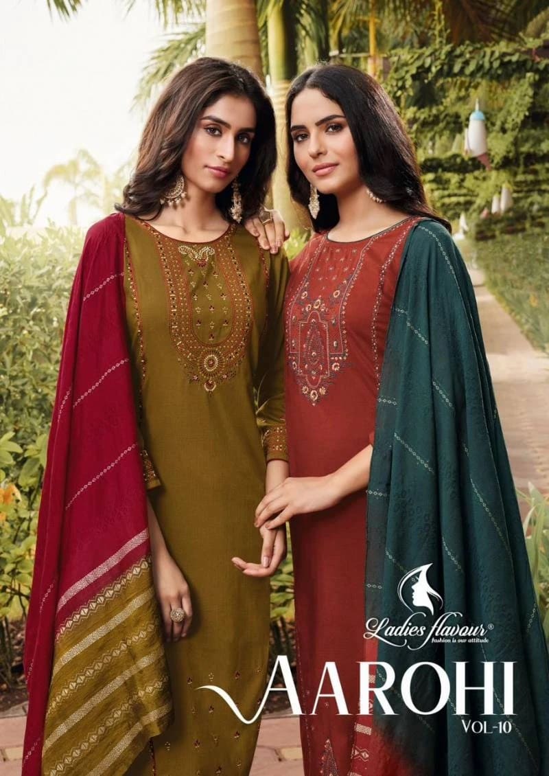 Ladies FLavour Aarohi Vol 10 Designer Kurti Pant With Dupatta Collection