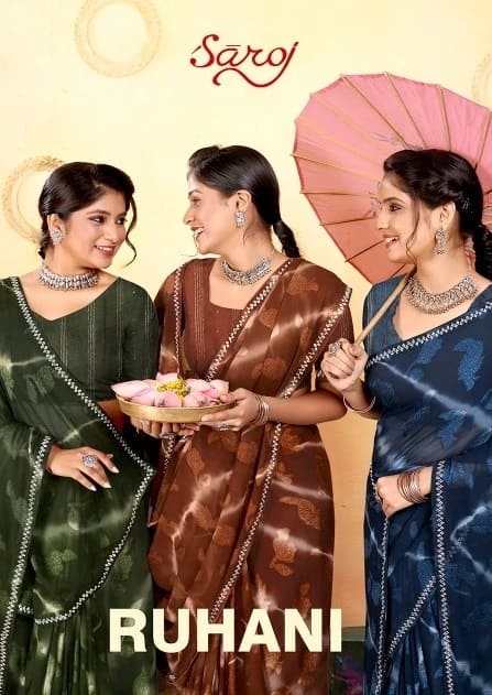 Shop Wholesale Fancy Saree Catalog Discover the Glam of Saroj Ruhani Fabric Sarees