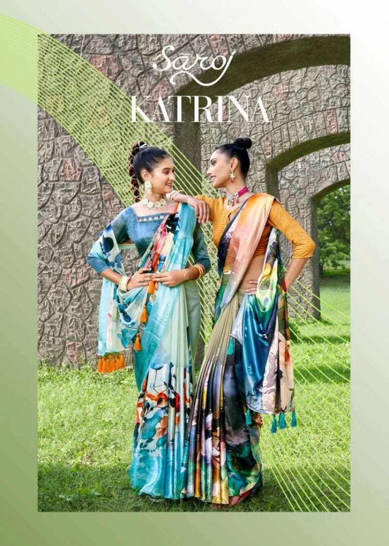 Wholesale Printed Saroj Katrina Party Wear Satin Georgette Sarees Online