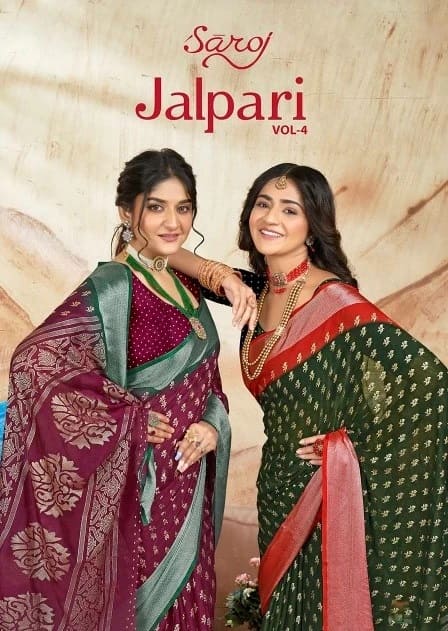 New Latest Saroj Jalpari Vol 4 Chiffon Print Designer Pallu Sarees Collection