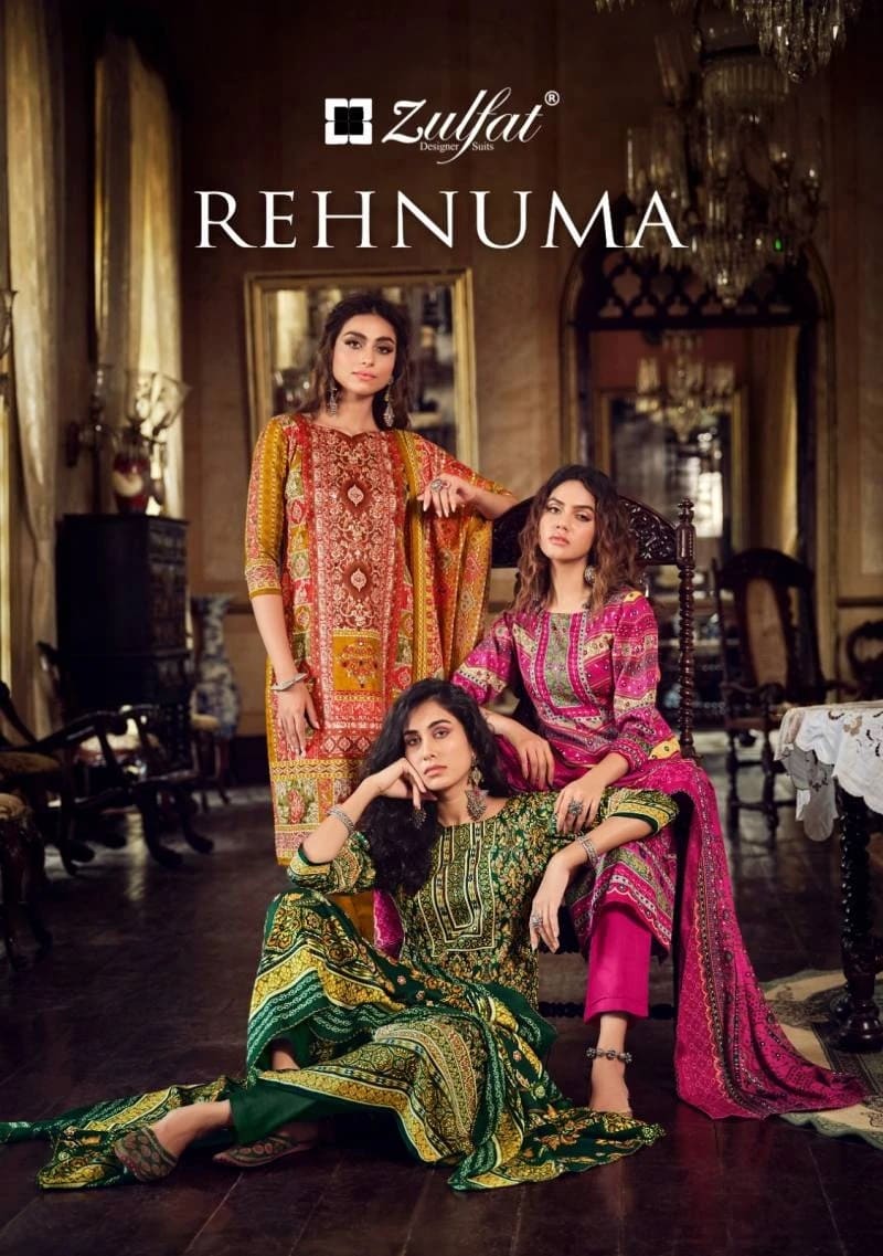 Zulfat Rehnuma Wool Digital Prints Pashmina Dress Collection