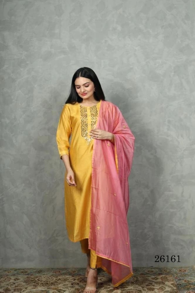 Indira 23161 Silk Fancy Readymade Kurti Pant With Dupatta Collection