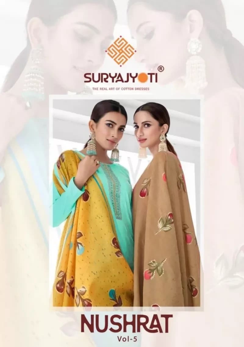 Suryajyoti Nushrat Vol 5 Embroidery Dress Material Collection