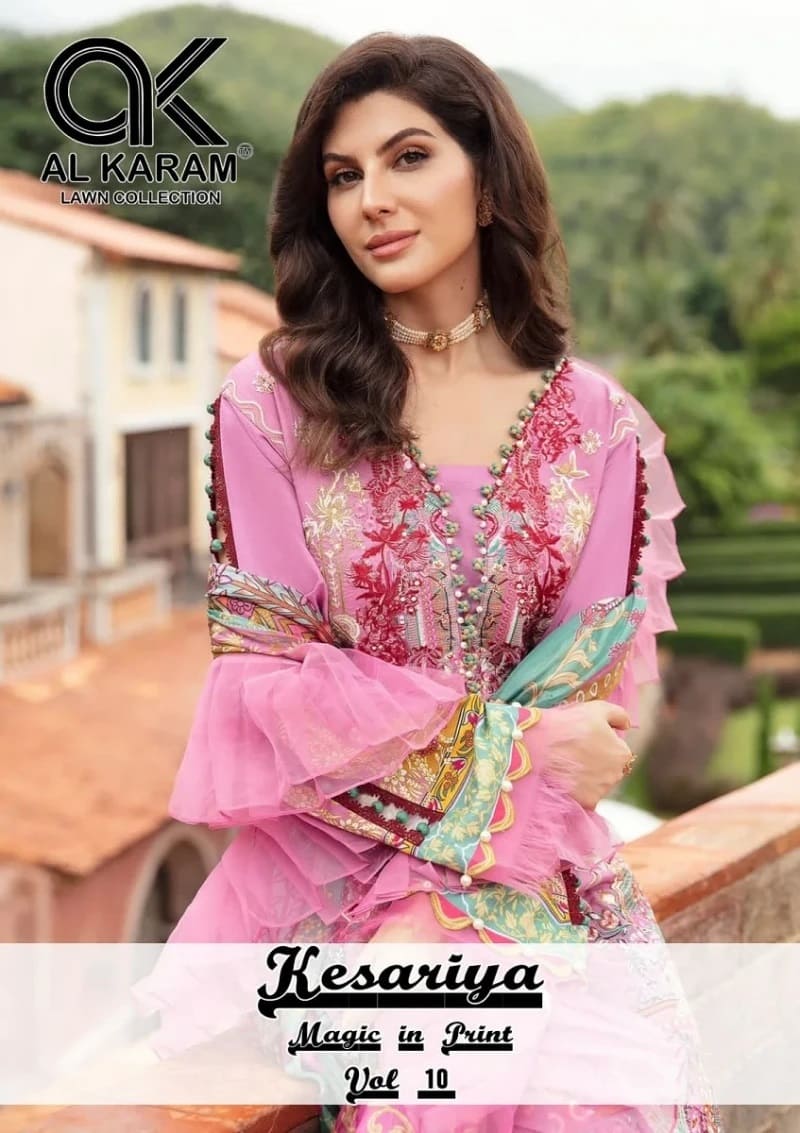 Al Karam Kesariya Vol 10 Cotton Pakistani Dress Material Collection