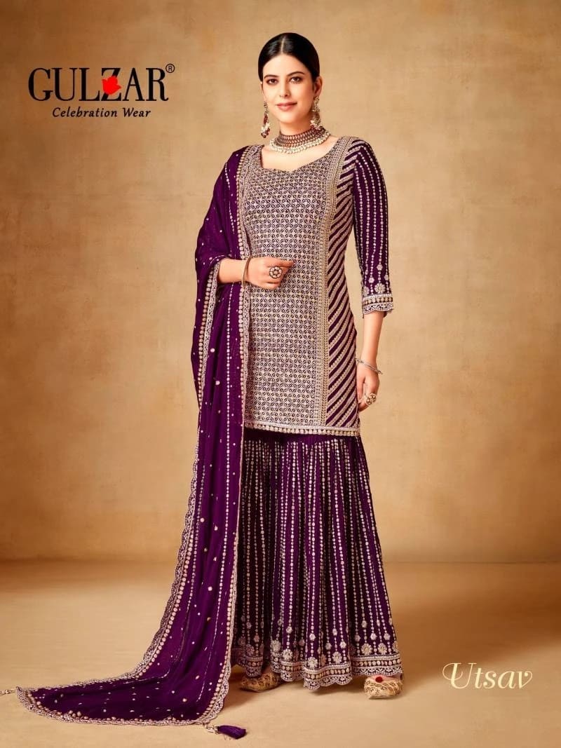 Gulzar Utsav Premium Chinnon Embroidery Work Designer Salwar Suits