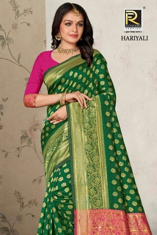 Ronisha Hariyali Premium Designer Banarasi Silk Saree Collection