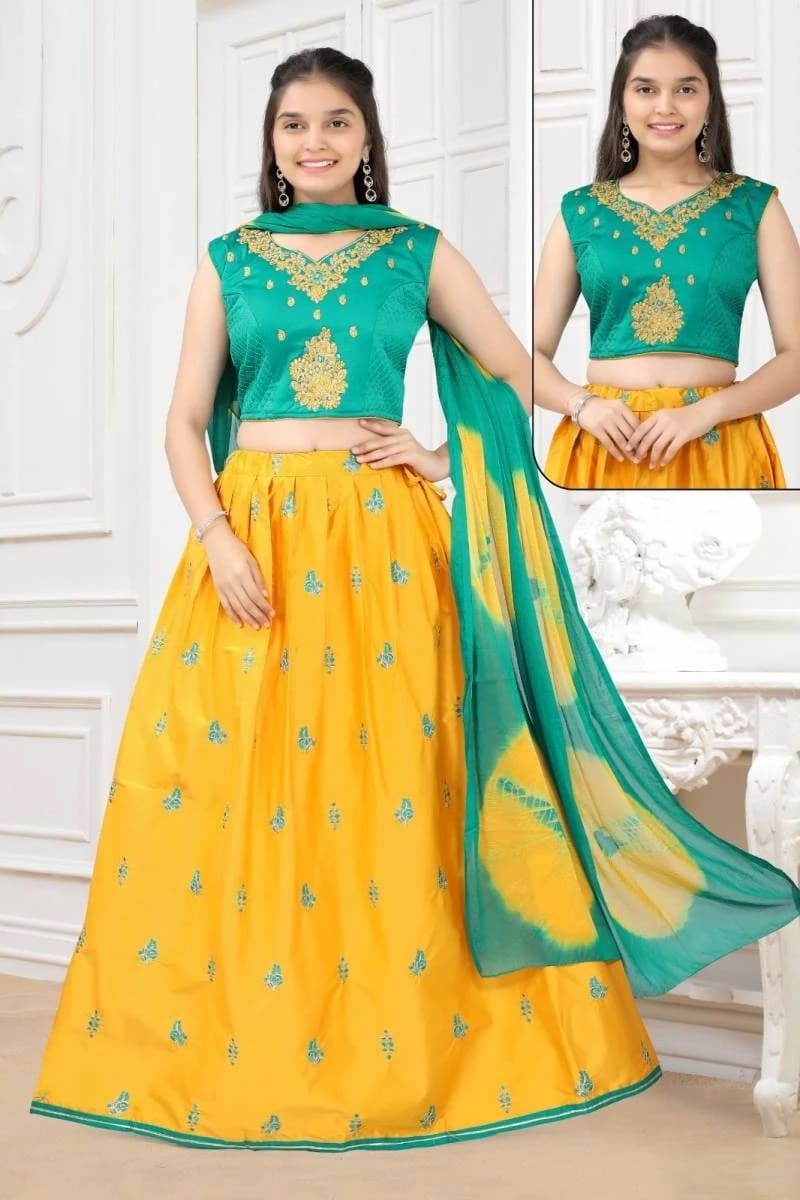 Drisha 8319 Silk Designer Kids Kurti Skirt With Dupatta Collection