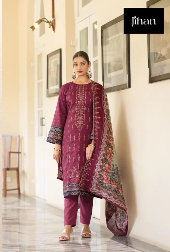 Jihan Bin Saeed 3334 Pure Lawn Cotton Pakistani Suits Collection