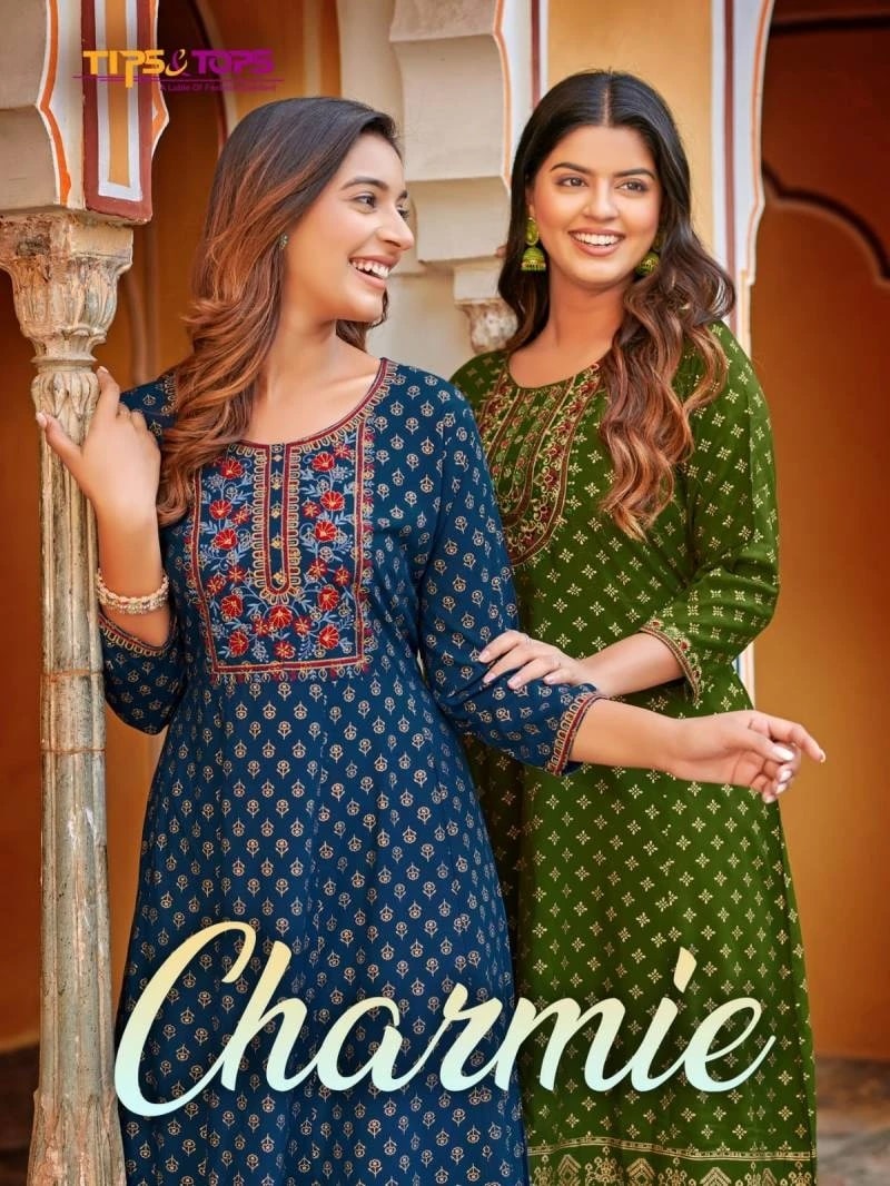 Tips And Tops Charmie Foil Printed Long Kurti Collection