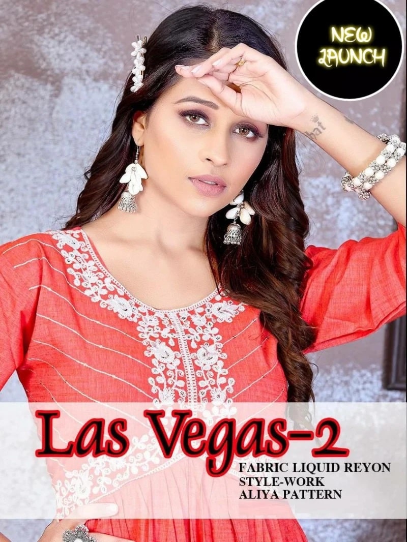 Ft Las Vegas Vol 2 Rayon Embroidery Work Alia Cut Kurtis Collection