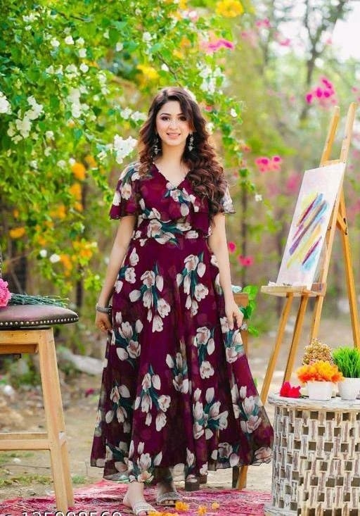 Floral Fancy Georgette Printed Long Kurti Collection