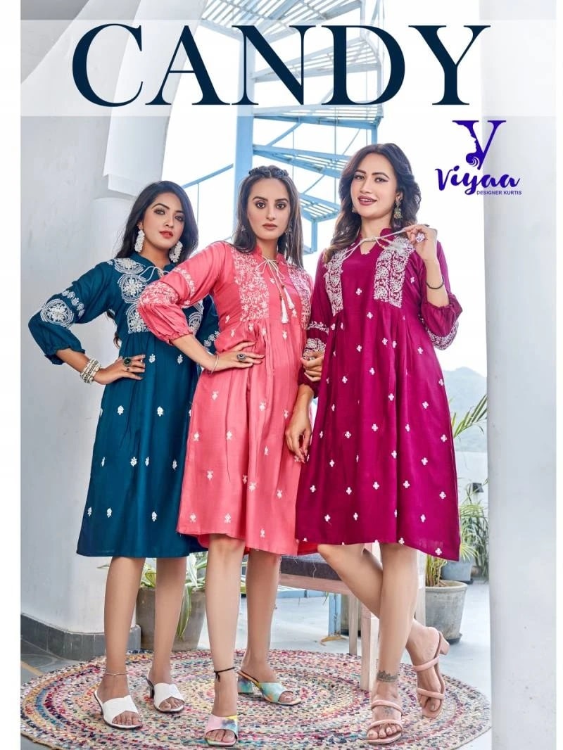 Viyaa Candy Heavy Rayon Stylish Short Tunic Collection