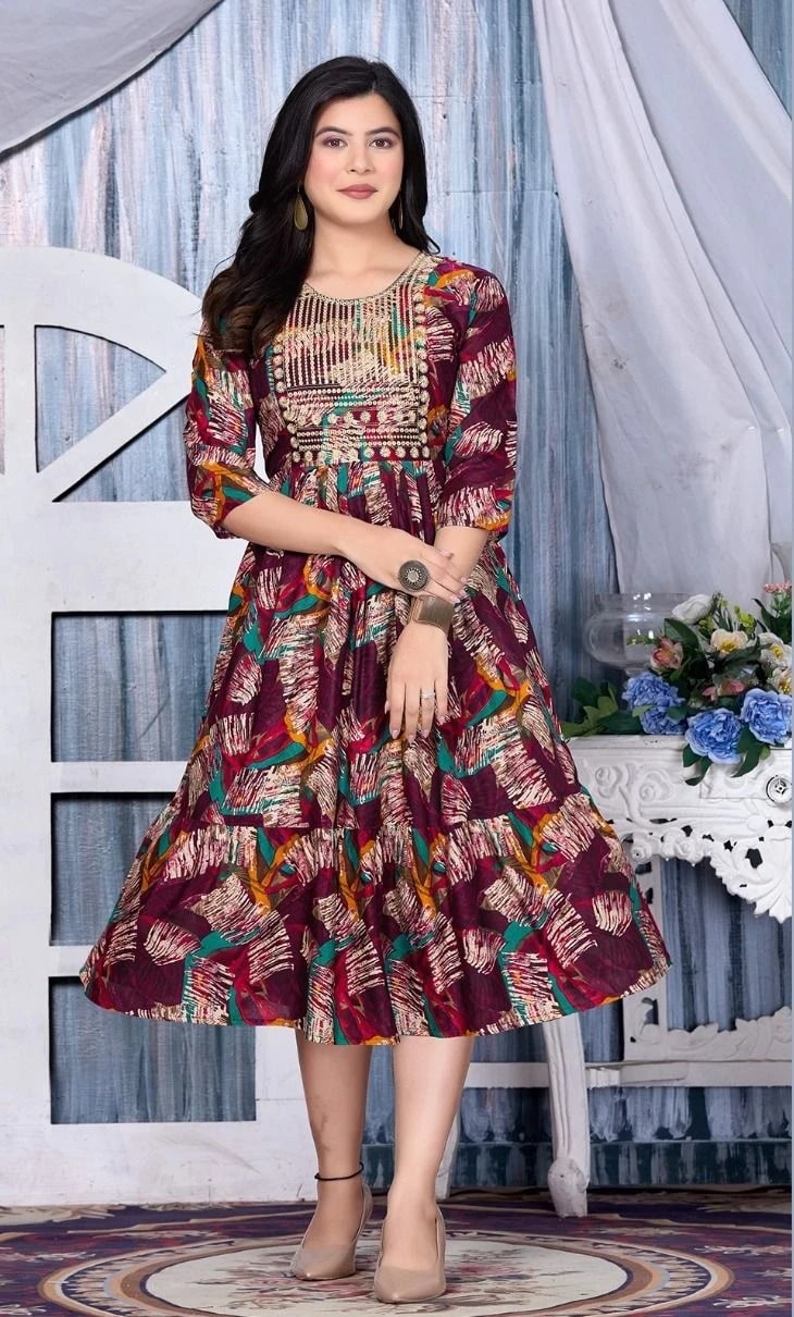 Ft Flower Fashion Heavy Rayon Embroidered Kurti Collection