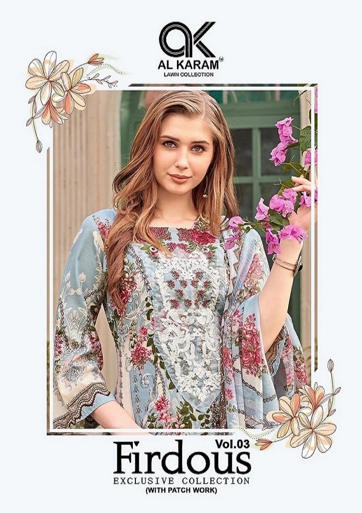 Al Karam Firdous Vol 3 Exclusive Printed Karachi Cotton Dress Materials
