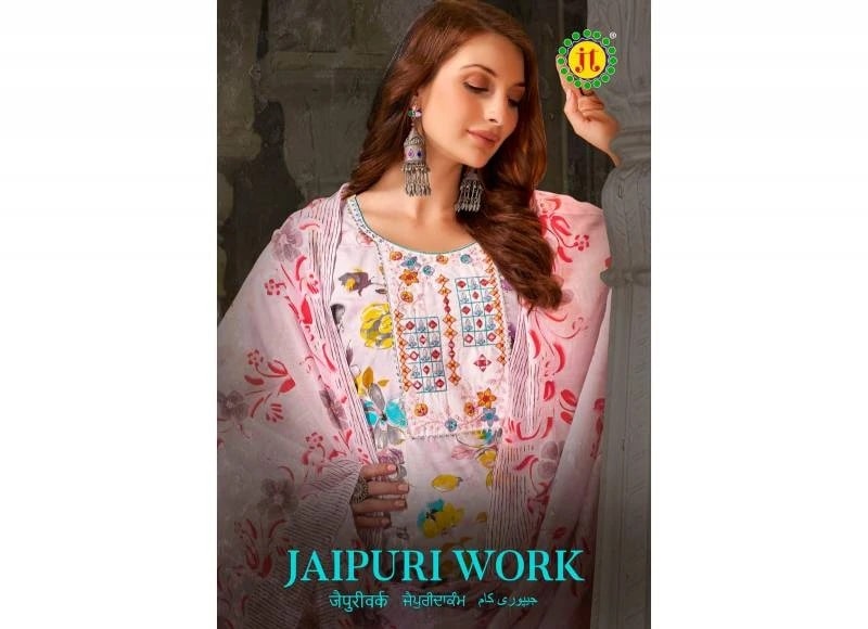 Jt Jaipuri Work Rayon Designer Dress Material Collection