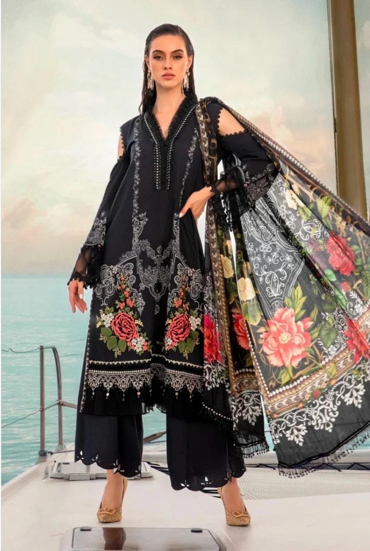 Taj 452 And 453 Chiffon Dupatta Designer Pakistani Dress Material