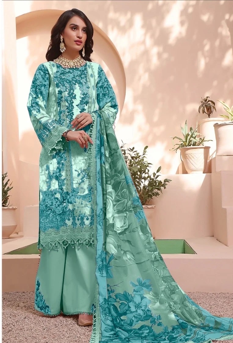 Taj 419 And 423 Designer Pakistani Salwar Suits With Cotton Dupatta Set