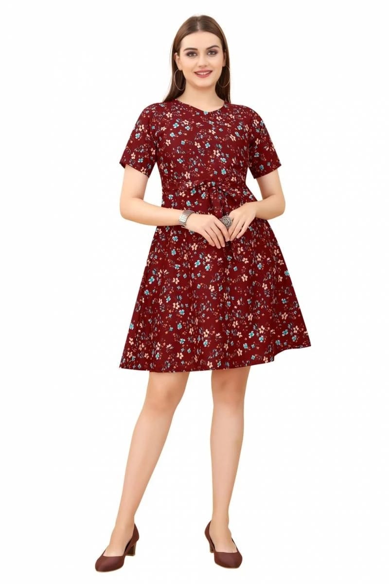 Crepe Western 01 Printed Trendy Short Frock Collection