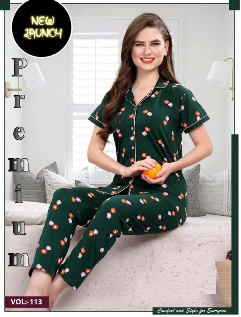Summer Special Collor Ns Vol Dk 113 Cotton Printed Night Suit Collection