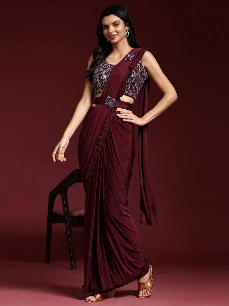 Amoha Trendz 101009 Imported Fabric Party Wear Ready To Wear Sarees