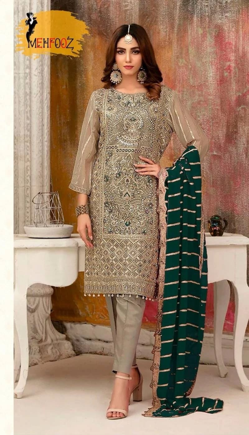 Mehfooz Aa 1015 Faux Gergette Designer Pakistani Salwar Suits Collection