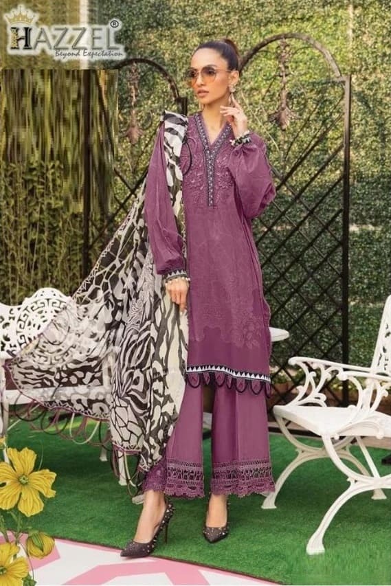 Hazzel Maria B 046 Pakistani Salwar Suits Cotton Dupatta Collection