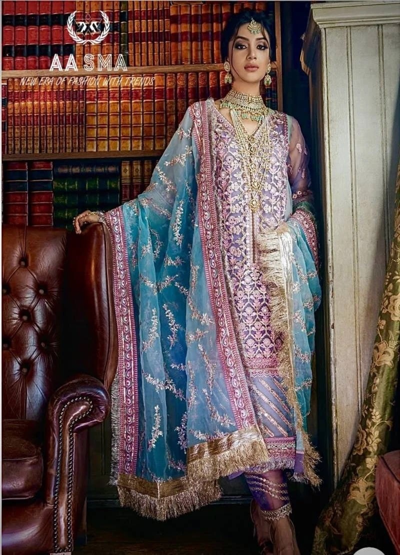 Aasma 201 Pure Organza Designer Pakistani Salwar Suits Collection