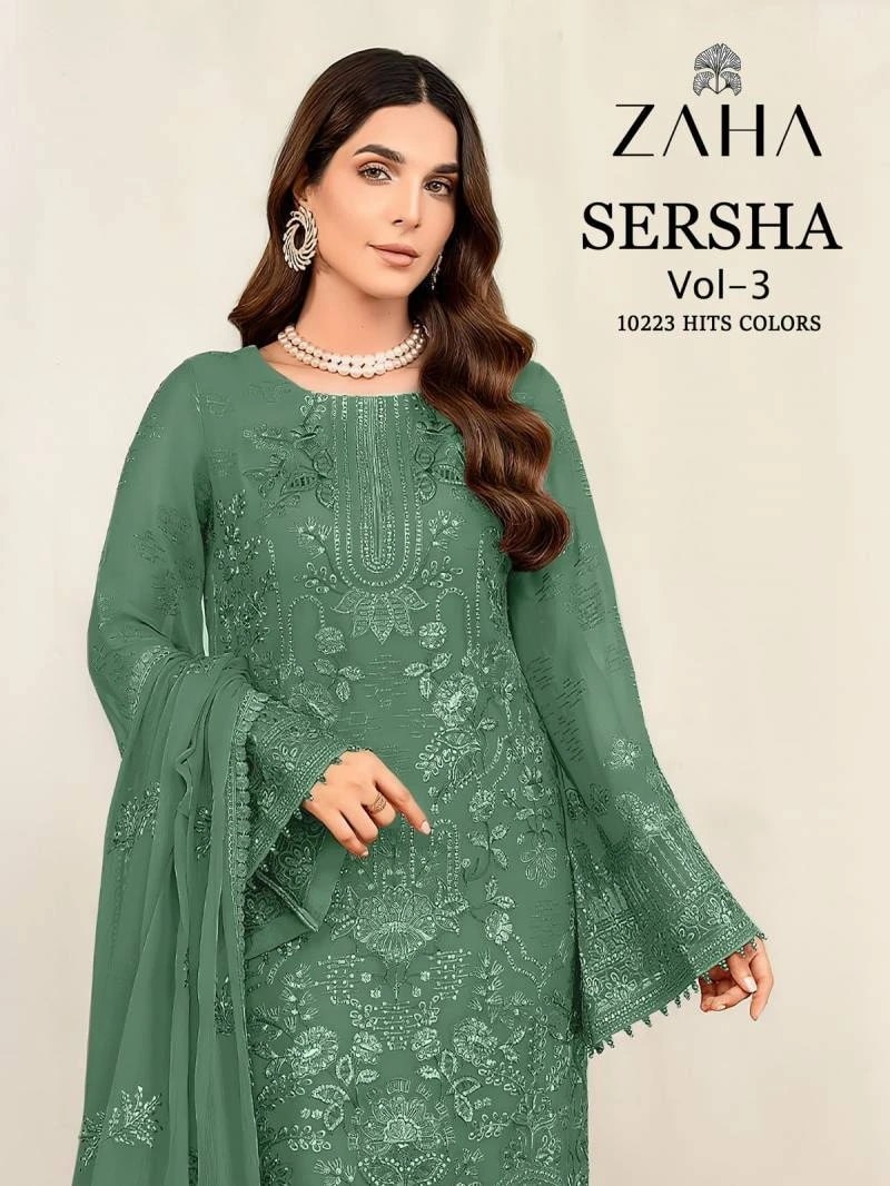 Zaha Sersha Vol 3 Faux Georgette Embroidery Pakistani Salwar Suits