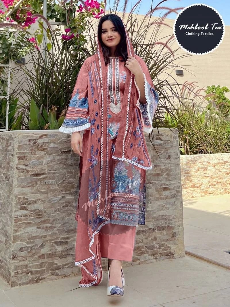 Mehbbob Tex Twankall Vol 1 Embroidery Pakistani Salwar Suits Cotton Dupatta