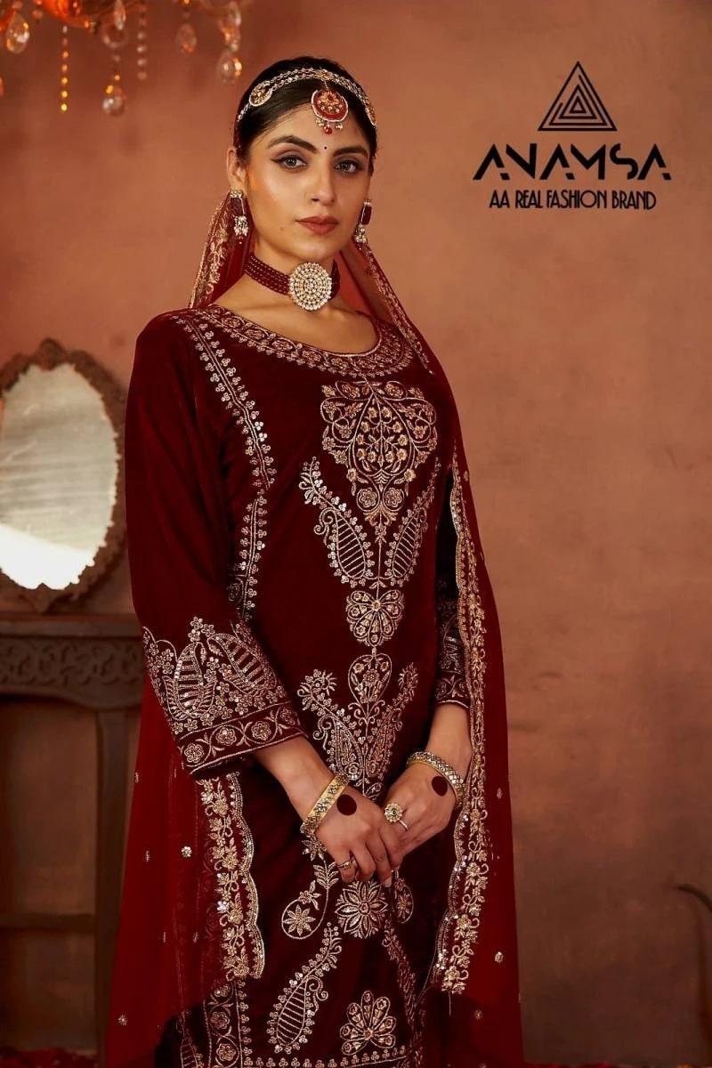 Anamsa 261 Exclusive Velvet Pakistani Salwar Suits Wholesale Shop