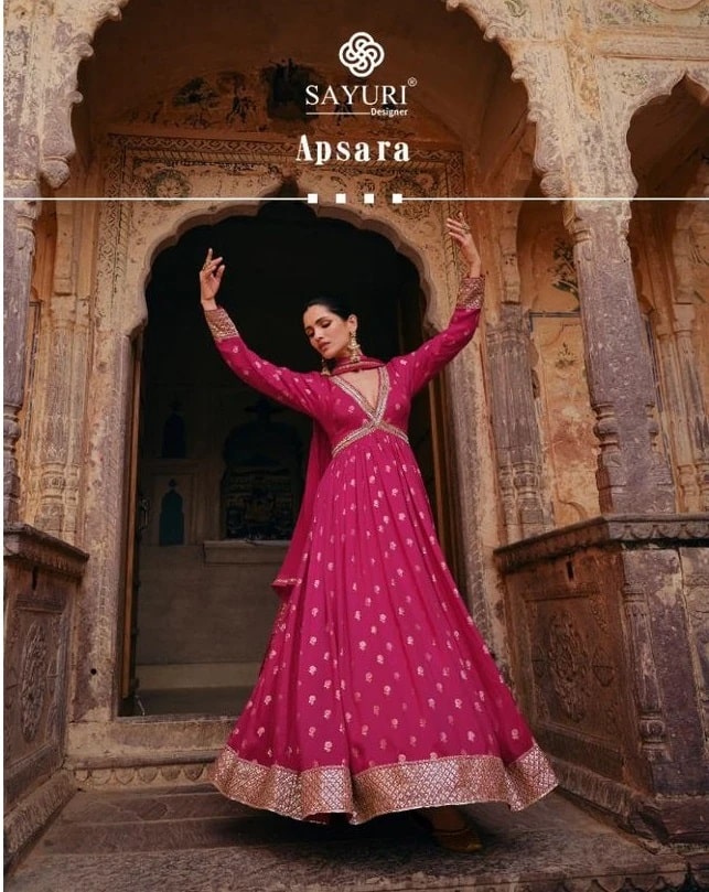 Sayuri Apsara Viscose Silk Exclusive Designer Gown With Dupatta Set