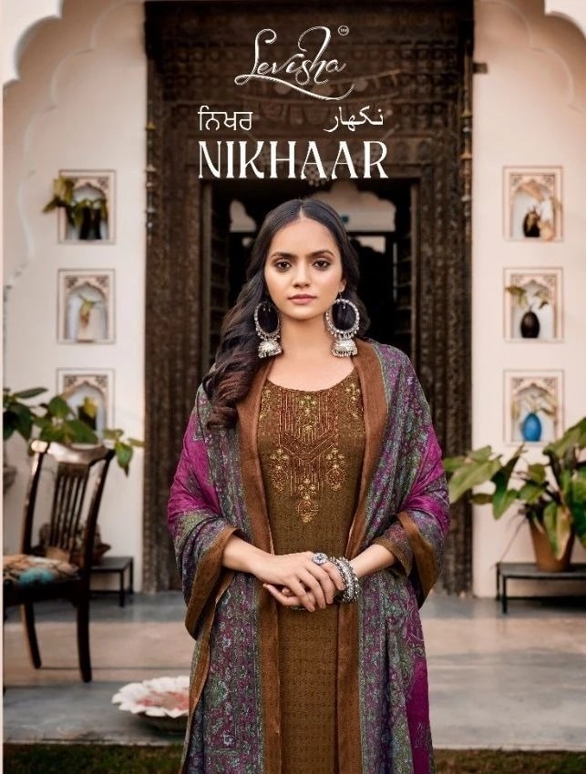 Levisha Nikhaar Pure Pashmina Embroidery Dress Material Collection