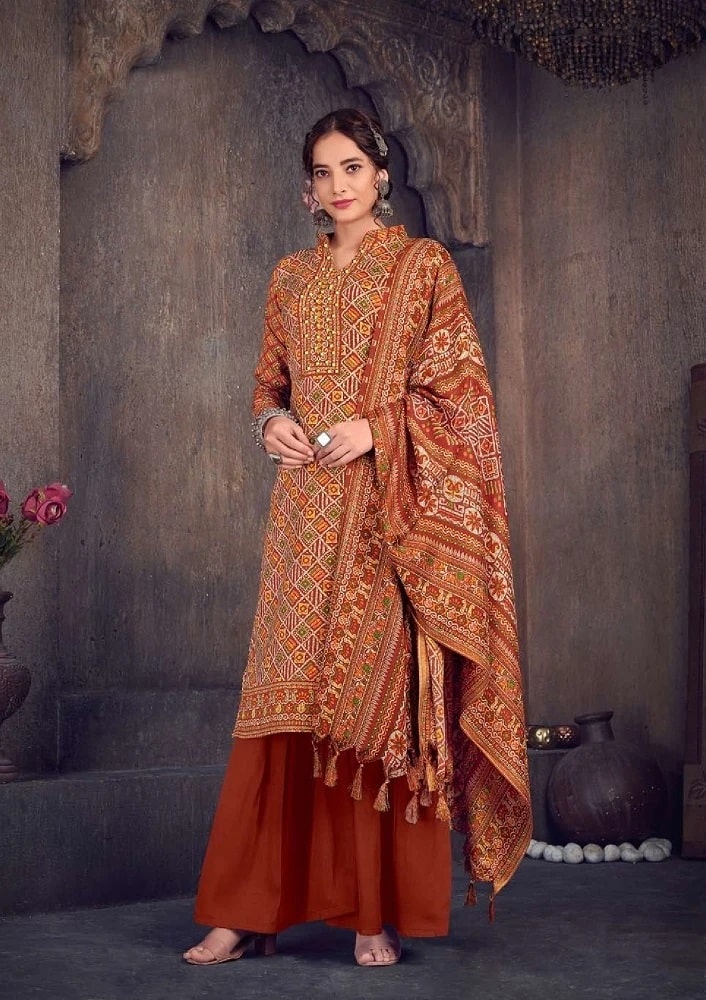 Sat Gulmarg Pashmina Vol 14 Un-stitched Dress Materials With Shawl