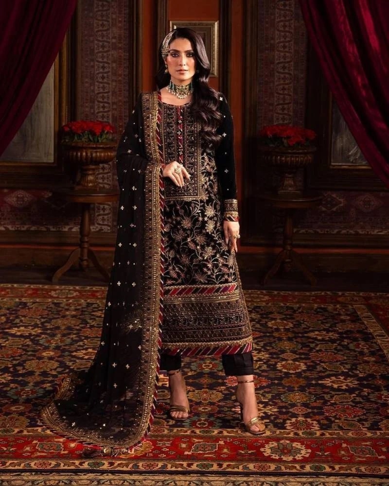 1165 Velvet Sequence Embroidery Work Pakistani Salwar Suits Collection