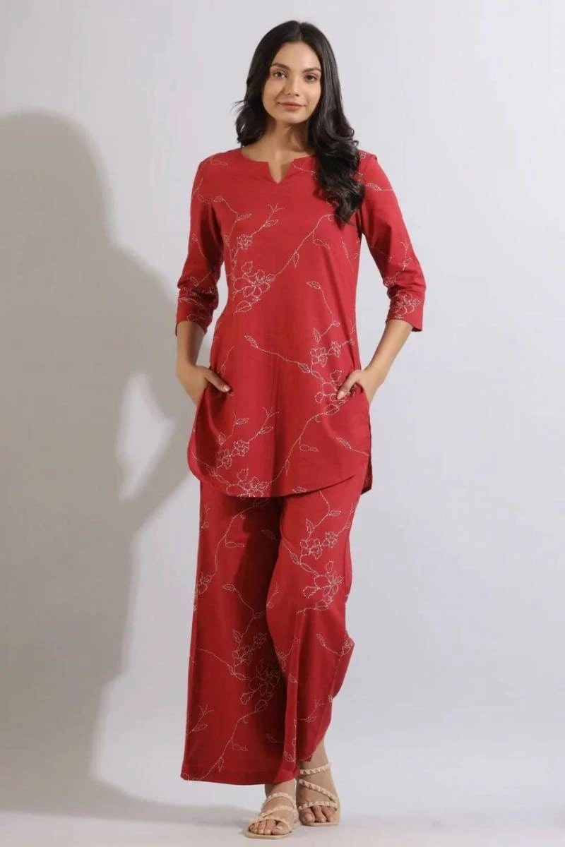 Cod 68 Cotton Printed Top And Plazoo Co Ord Set Collection