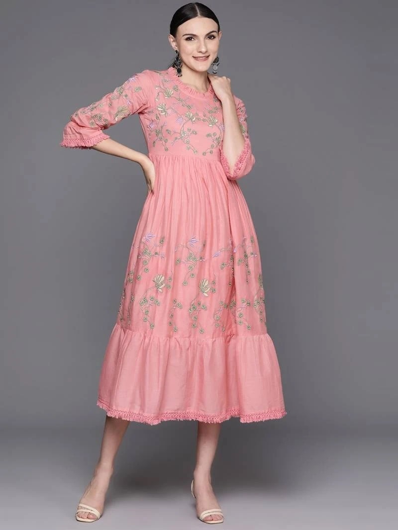 Indo Era 2373 Embroidered Cotton Trendy Maxi Dress Collection