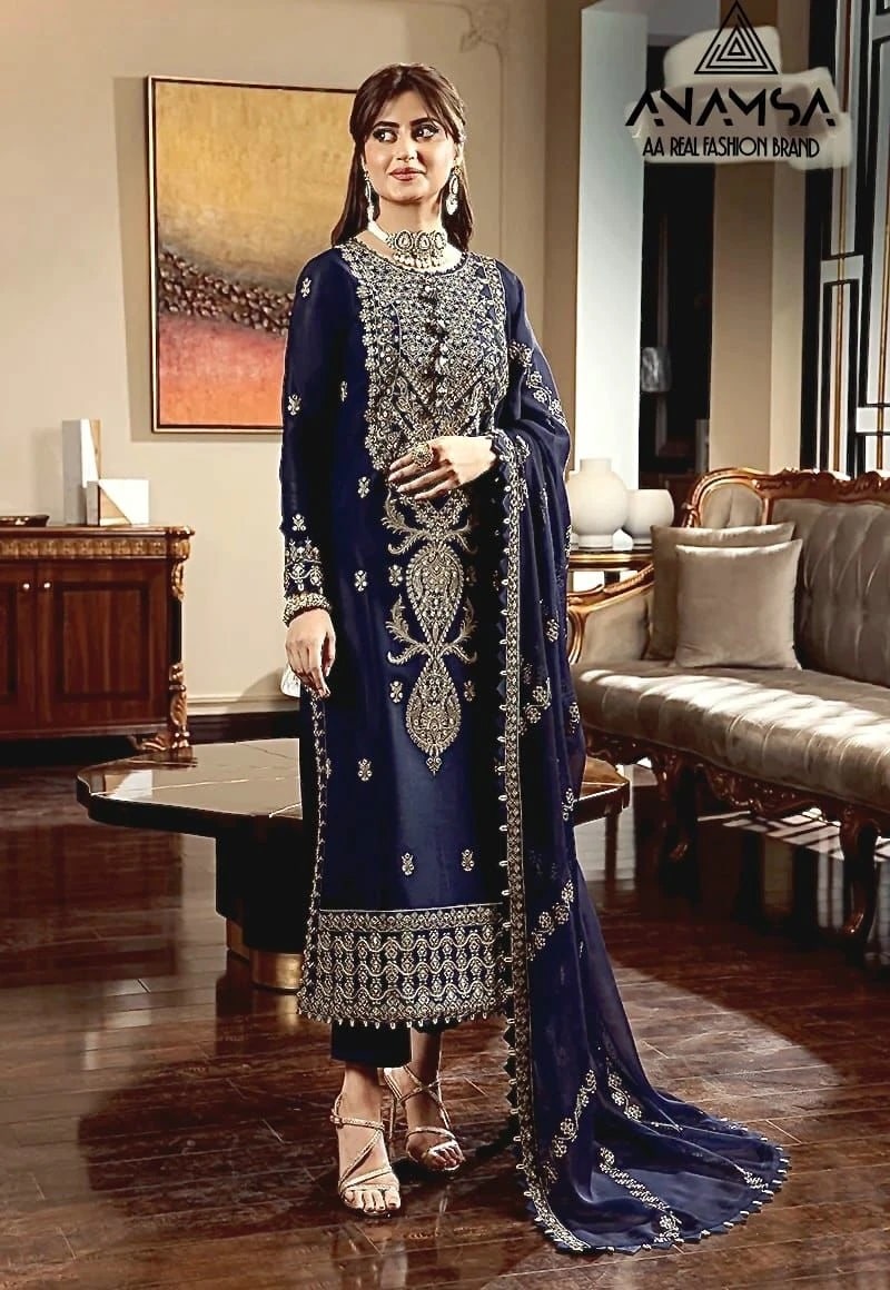Anamsa 270 Faux Georgette Embroidery Work Pakistani Salwar Suits Collection