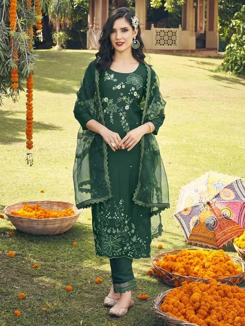 Indo Era 2377 Festive Wear Embroidered Kurti Pant With Dupatta Collection