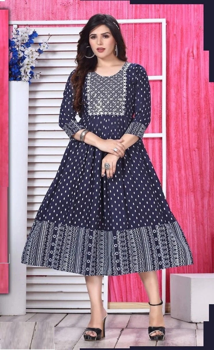 Golden Be Especial V 1 Rayon Party Wear Anarkali Kurti Collection